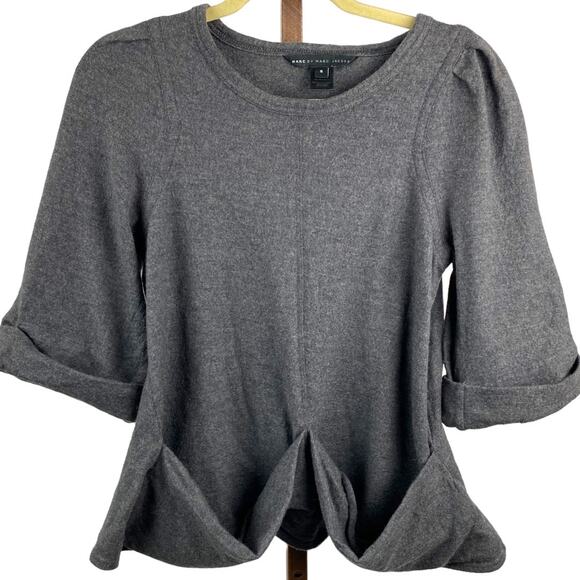Marc by Marc Jacobs gray quarter sleeve top pull on oversized pockets SZ small - Picture 1 of 4